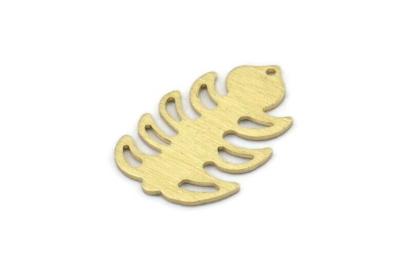 Brass Leaf Charm, 8 Textured Raw Brass Leaf Charms With 1 Hole, Leaf Charm Earrings (30x20x0.80mm) M01781 For Cheap