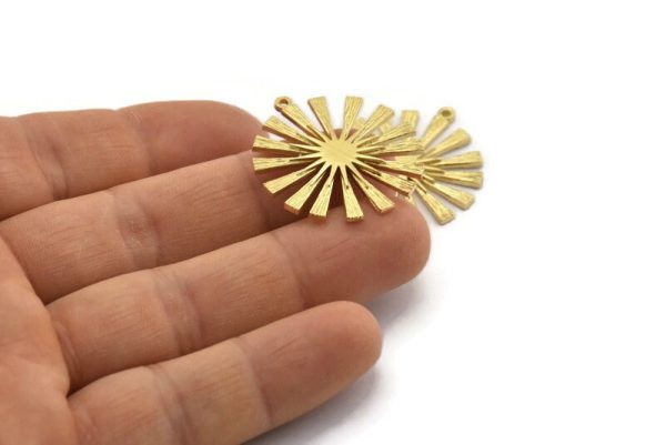 Brass Sun Charm, 2 Raw Brass Sun Charms With 1 Loop, Findings (30x28x2mm) N1530 Cheap - Image 3