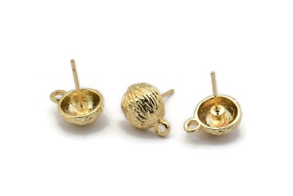Gold Shell Earring, 4 Gold Plated Brass Sea Shell Stud Earrings With 1 Loop, Findings (13x10mm) N1445 Hot on Sale - Image 2