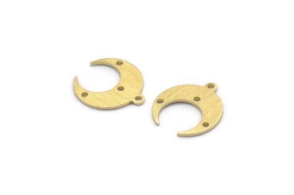 Brass Moon Charm, 12 Textured Raw Brass Crescent Moon With 1 Loop And 3 Holes, Earrings (16x14x0.80mm) M01788 Online Sale - Image 2