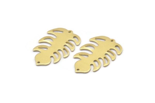 Brass Leaf Charm, 8 Raw Brass Leaf Charms With 2 Holes, Leaf Charm Earrings (30x20x0.80mm) M01747 For Cheap - Image 2