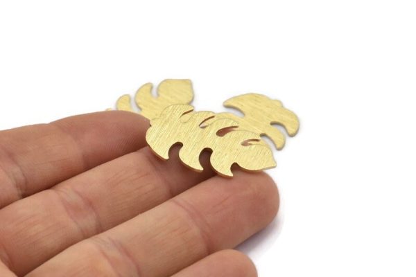 Brass Leaf Blank, 8 Textured Raw Brass Leaf Blanks, Brass Blanks, Stamping Blanks (30x20x0.80mm) M01775 For Discount - Image 4