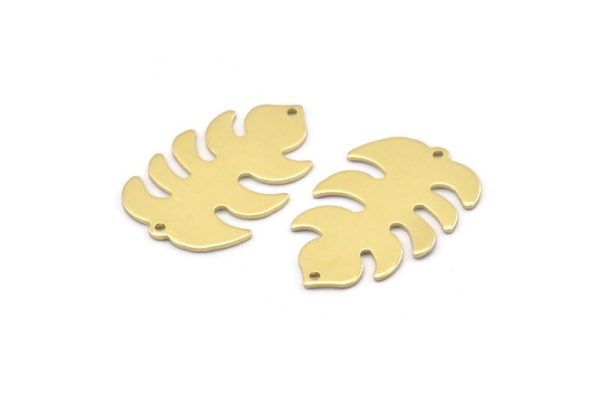 Brass Leaf Charm, 8 Raw Brass Leaf Charms With 2 Holes, Leaf Charm Earrings (30x20x0.80mm) M01732 Cheap - Image 3