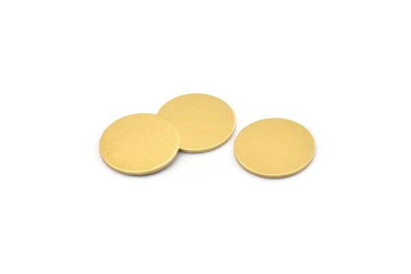 Brass Round Tag, 6 Raw Brass Round Stamping Blanks, Findings (18x1mm) A2117 For Discount - Image 2