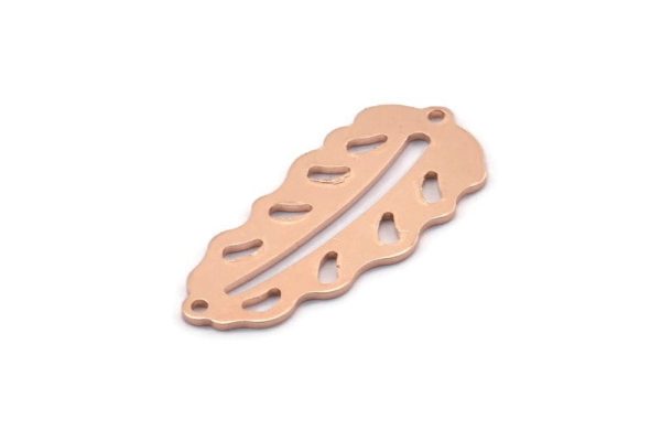 Copper Leaf Charm, 8 Raw Copper Leaf Charms With 2 Holes, Leaf Charm Earrings (30x13x0.80mm) M01714 For Sale