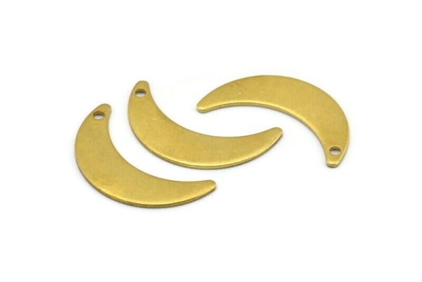 Brass Moon Charm, 12 Raw Brass Crescent Moon Charms With 1 Hole, Findings (25x13x1mm) A2130 Discount - Image 2