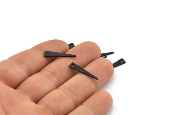 Black Triangle Charm, 24 Hammered Oxidized Black Brass Triangle Charms With 1 Hole, Blanks (20x4.5x0.80mm) M265 on Sale - Image 3