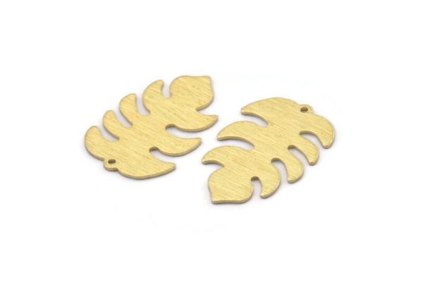 Brass Leaf Charm, 8 Textured Raw Brass Leaf Charms With 1 Hole, Leaf Charm Earrings (30x20x0.80mm) M01773 Sale - Image 3