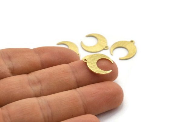 Brass Moon Charm, 12 Textured Raw Brass Crescent Moon With 1 Loop, Earrings (16x14x0.80mm) M01572 Cheap - Image 3