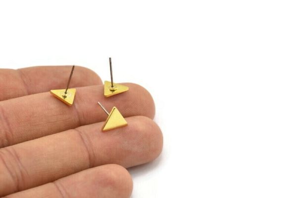 Brass Triangle Earring, 12 Raw Brass Triangle Stud Earrings (8x1mm) M01237 A2013 For Cheap - Image 3