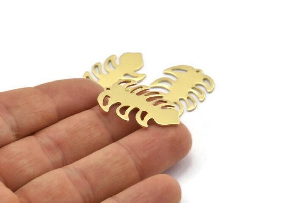 Brass Leaf Charm, 8 Raw Brass Leaf Charms With 1 Hole, Leaf Charm Earrings (30x20x0.80mm) M01749 Sale - Image 4