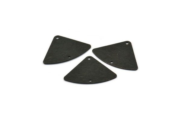Black Geometric Charm, 10 Oxidized Black Brass Textured Fan Connectors With 2 Holes, Earrings, Findings (18x26x0,60mm) D903 Online now - Image 2