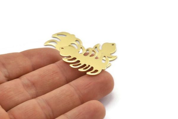 Brass Leaf Charm, 8 Raw Brass Leaf Charms With 1 Hole, Leaf Charm Earrings (30x20x0.80mm) M01750 Sale - Image 4