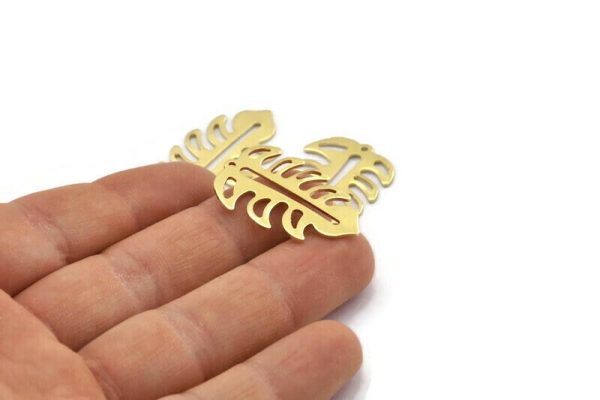 Brass Leaf Charm, 8 Raw Brass Leaf Charms With 1 Hole, Leaf Charm Earrings (30x20x0.80mm) M01700 Discount - Image 4