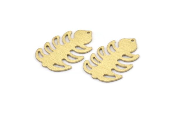 Brass Leaf Charm, 8 Textured Raw Brass Leaf Charms With 1 Hole, Leaf Charm Earrings (30x20x0.80mm) M01781 For Cheap - Image 2