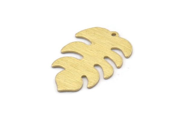 Brass Leaf Charm, 8 Textured Raw Brass Leaf Charms With 1 Hole, Leaf Charm Earrings (30x20x0.80mm) M01773 Sale