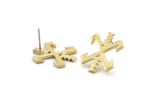Earring Studs, 4 Raw Brass -  Raw Brass Earrings - Brass Earrings - Earrings (21x18x1.5mm) N1542 Sale