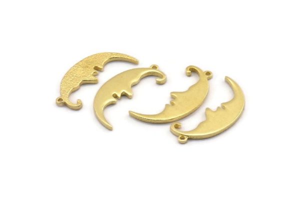 Brass Moon Charm, 4 Raw Brass, Crescent Moon, Charm Earrings With 1 Loop, Pendants (30x10x1.5mm) N1532 For Sale - Image 3