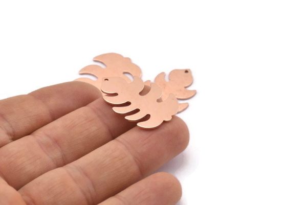 Copper Leaf Charm, 8 Raw Copper Leaf Charms With 1 Hole, Leaf Charm Earrings (30x20x0.80mm) M01741 Sale - Image 4