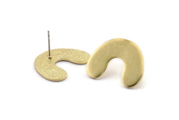 Earring Studs, 2 Raw Brass -  Brass U Shape Earrings - Brass Earrings - Earrings (26x19x1.2mm) N1543 For Sale