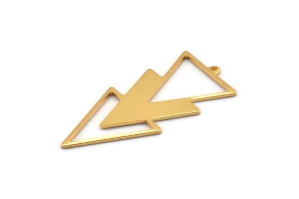 Gold Triangle Charm, 2 Gold Plated Brass Triangle Charms With 1 Loop (49x21x1mm) M01118 For Sale