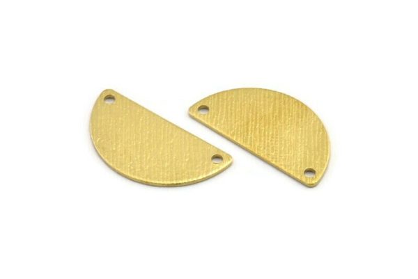 Semi Circle Charm, 12 Textured Raw Brass Half Moon Charms With 2 Holes (25x13x0.80mm) A1900 Cheap