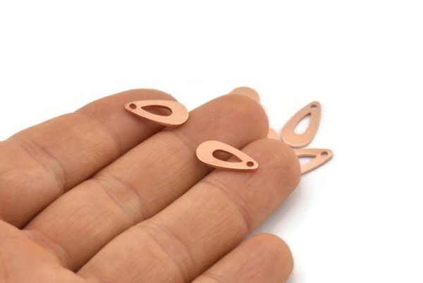 Copper Drop Charm, 50 Raw Copper Drop Charms With 1 Hole (15x8x0.80mm) M01389 For Cheap - Image 3