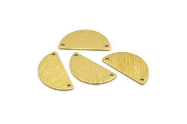 Semi Circle Charm, 12 Textured Raw Brass Half Moon Charms With 2 Holes (25x13x0.80mm) A1900 Cheap - Image 2