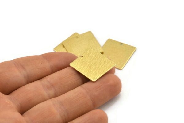 Brass Square Charm, 8 Textured Raw Brass Square Charms With 1 Hole (20x0.80mm) A1886 For Cheap - Image 4