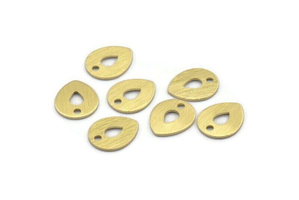 Brass Drop Charm, 12 Textured Raw Brass Drop Charms With 1 Hole, Stamping Blanks (12x0.70mm) M01595 on Sale - Image 2