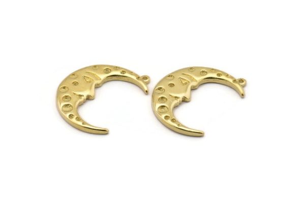 Brass Moon Charm, 2 Raw Brass Crescent Moon Charms With 1 Loop (31x12mm) N1517 Online Hot Sale - Image 2