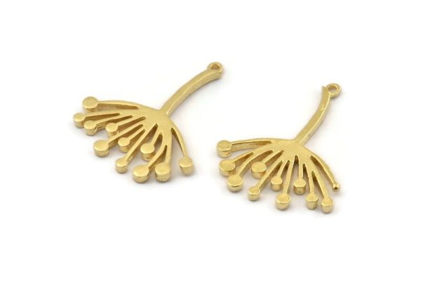 Brass Dandelion Charm, 4 Raw Brass Taraxacum Charms With 1 Loop (30x25x2mm) N1511 Online now