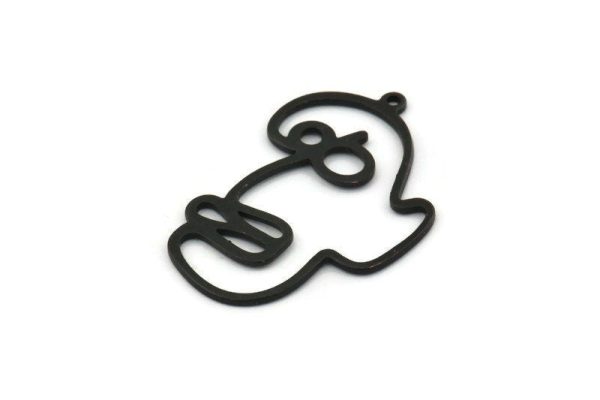 Black Face Charm, 4 Oxidized Black Brass Face Charms With 1 Loop (36x25x1mm) D0622 on Sale
