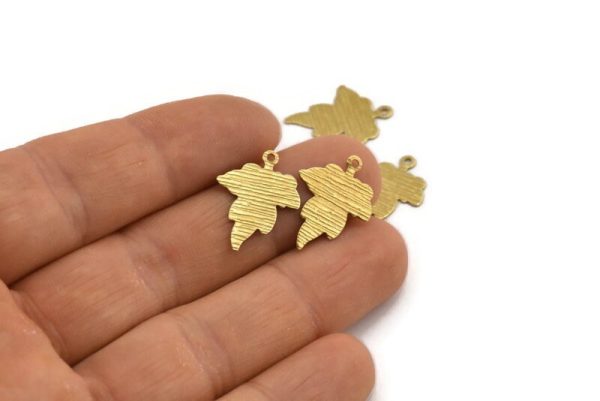 Brass Leaf Charm, 50 Textured Raw Brass Leaf Charms With 1 Hole (19x14x0.40mm) A1872 Discount - Image 3