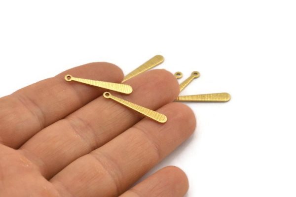 Brass Stick Charm, 50 Textured Raw Brass Stick Charms With 1 Hole, Findings (25x4x0.80mm) A1877 Online - Image 4