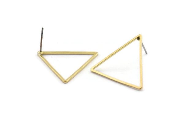 Brass Triangle Earring, 10 Raw Brass Triangle Stud Earrings (24x1mm) Bs 1027 A2077 Fashion