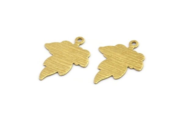 Brass Leaf Charm, 50 Textured Raw Brass Leaf Charms With 1 Hole (19x14x0.40mm) A1872 Discount
