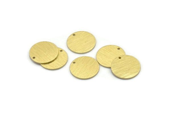Brass Cabochon Tag, 24 Textured Raw Brass Round Charms With 1 Hole, Stamping Tags (14x0.80mm) M01585 Online Hot Sale - Image 4