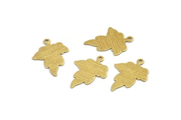 Brass Leaf Charm, 50 Textured Raw Brass Leaf Charms With 1 Hole (19x14x0.40mm) A1872 Discount - Image 2