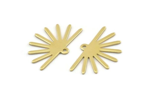 Brass Sun Charm, 24 Raw Brass Sun Charms With 1 Loop (25x16x0.70mm) M01391 For Cheap