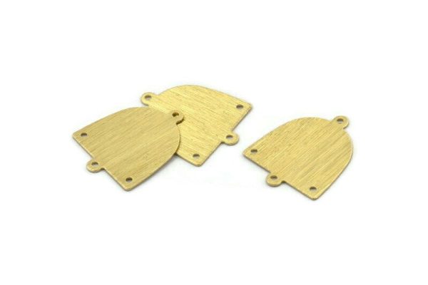 Brass D Shape,  24 Textured Raw Brass D Shape Charms With 2 Loops And 2 Holes, Brass Blanks (21x17x0.50mm) M01380 Supply - Image 2